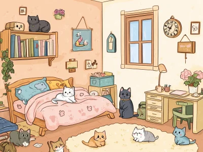 Cozy Bedroom with Pets