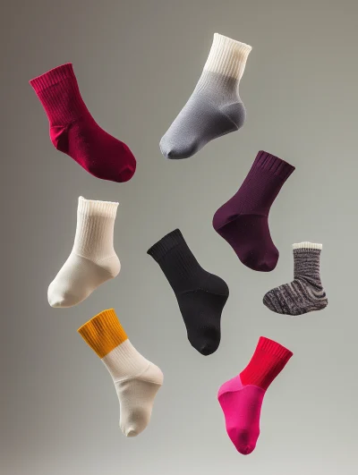 Colorful Socks Flying in the Air