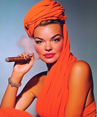 Smoking Woman in 1960’s Style