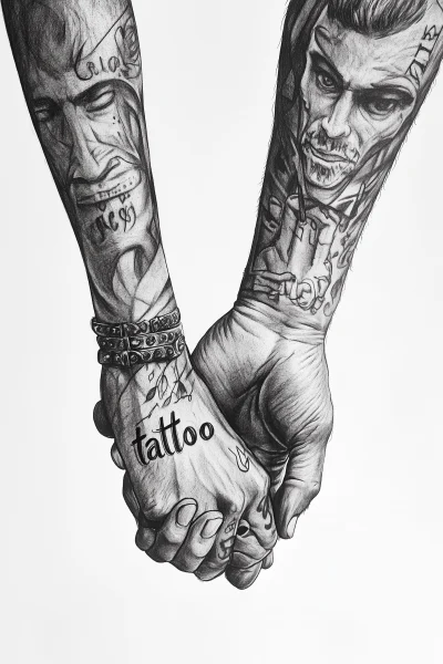 Tattoo Design of Two Hands Holding