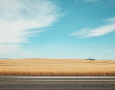 Golden Wheat Fields and Empty Highway