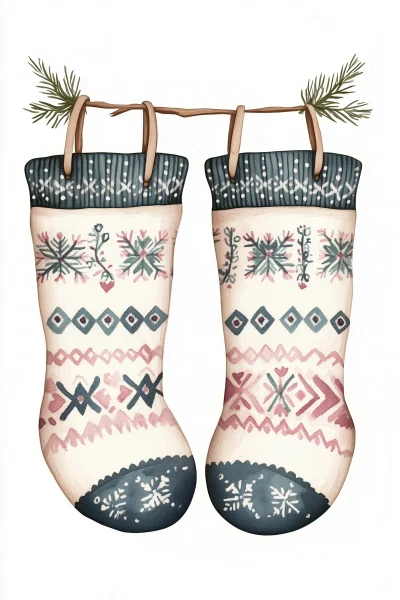 Watercolour Fair Isle Socks Illustration