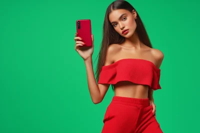 Fashion Model with Ruby Phone