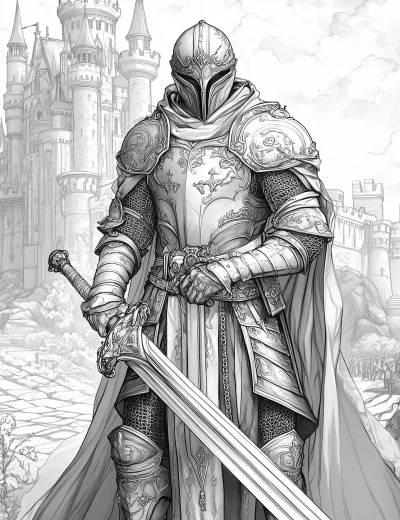 Majestic Knight Coloring Page