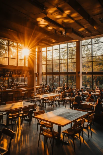 Grand Restaurant Interior at Sunset