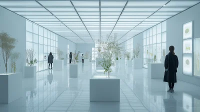 Modern Exhibition Space with Medical Plant Specimens Display