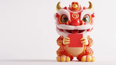 Chinese Dragon Mascot with Red Envelope