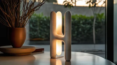 Minimalist table lamp with Turkish stone tubes