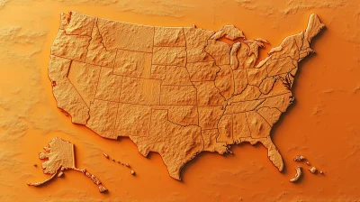 Orange Coloured Map of America