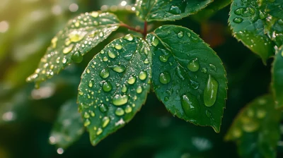 Dewdrops on Plant Leaf