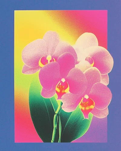 Moth Orchids Bouquet Double Exposure