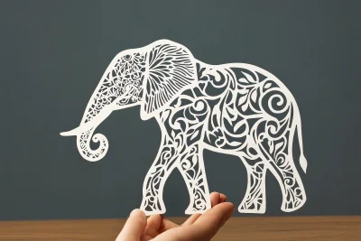 Elephant Paper Cut Template