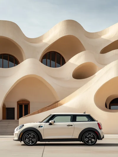 White MINI Cooper Side View