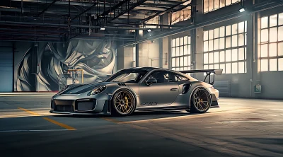 Grey Porsche GT2 RS in Studio