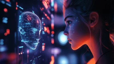 AI Girl with Data Visualizations