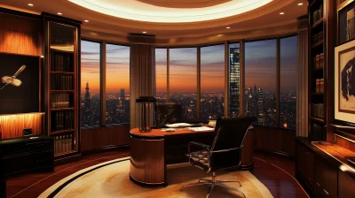 Art Deco Home Office in Skyscraper Penthouse