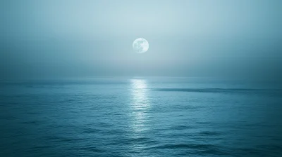 Moonlight Reflection on Calm Ocean