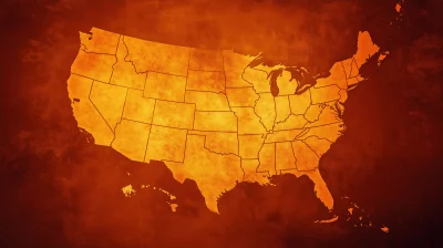 Orange Coloured Map of America