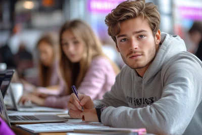 Male Student in Library