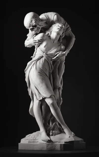 Dramatic Marble Statue – Death and the Maiden