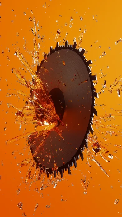 Hyper Realistic 3D Hand Circular Saw on Orange Background