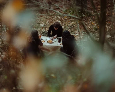 Occult Picnic in Forest Clearing