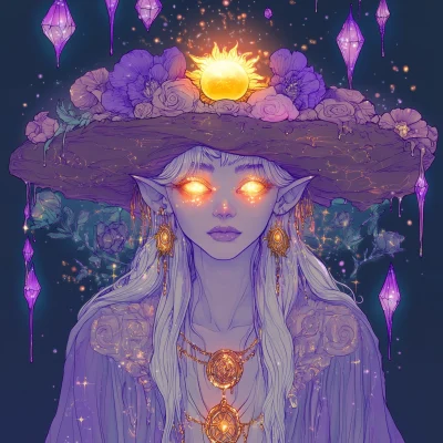 Ethereal Sun Witch Illustration