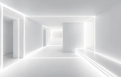 Minimalist White Space with Neon Lighting