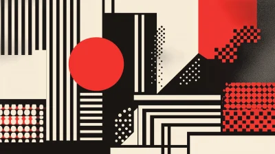 Bauhaus Design Pattern in Red, Black and White