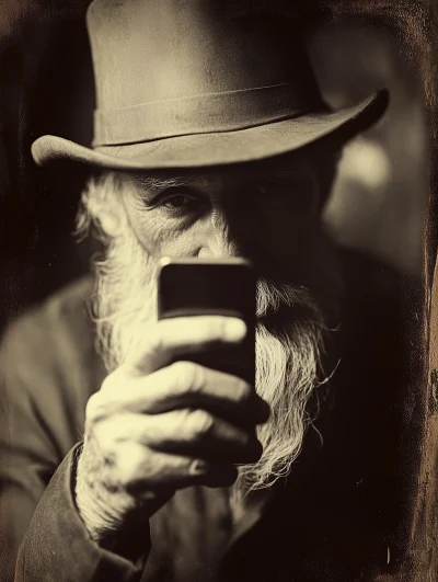 Vintage gentleman with a mobile phone