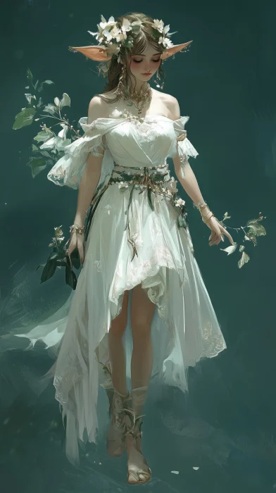 Female Elf in White Dress