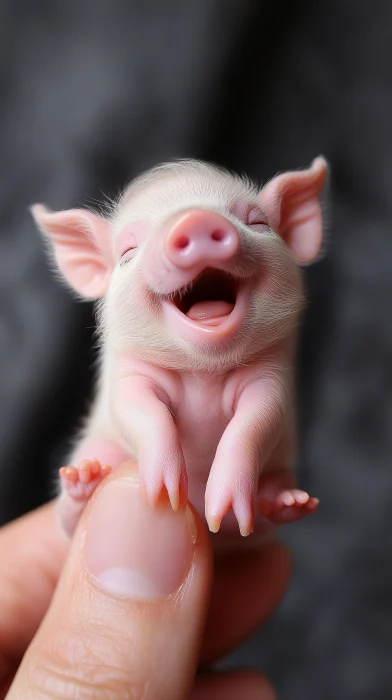 Tiny Baby Piggy Laughing