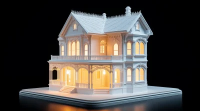 White Victorian House 3D Render