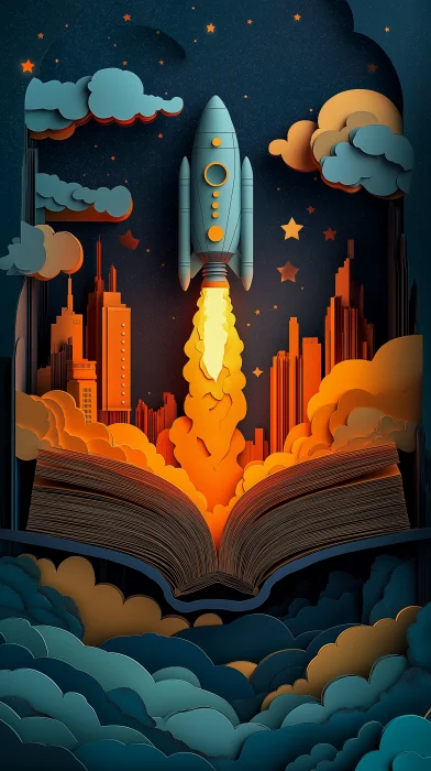 Rocket Launch from Book Illustration