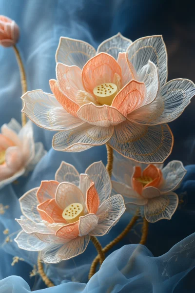 Delicate Lotus Embroidery