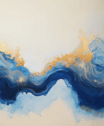 Abstract Blue and Gold Painting