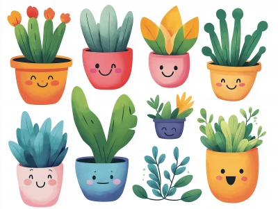 Kawaii House Plant Stickers