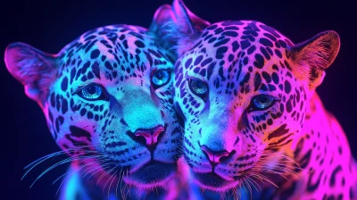 Glowing UV and Iridescent Jaguar Heads