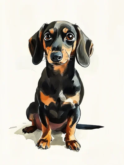 Whimsical Watercolor Dachshund Illustration