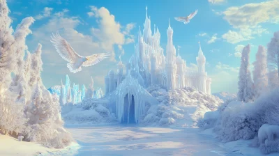 Frozen Ice Castle in Fantasy Forest