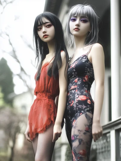 Japanese Vampire Sisters in the Garden