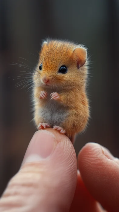 Macro Baby Animal on Human Finger