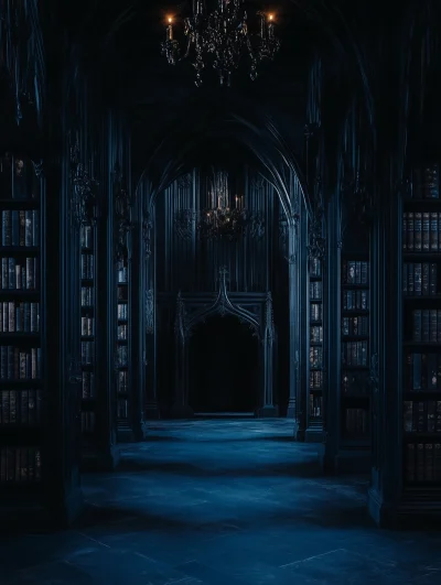 Empty Dark Gothic Library