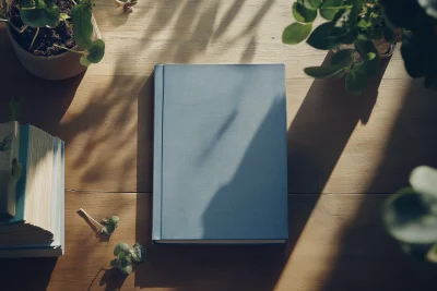 Blank Grey Brochure on Kid’s Desk