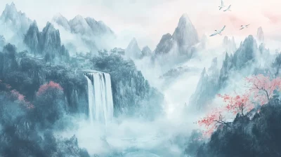 Chinese Watercolor Landscape