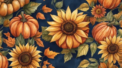 Pumpkins and Sunflowers Fall Pattern