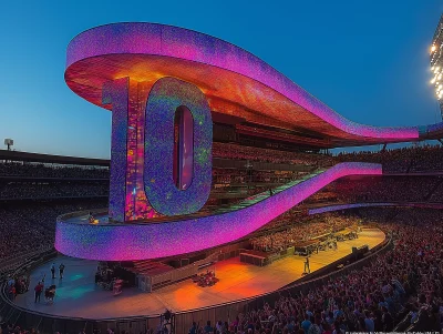 Stadium Concert with Large Number 10 Stage