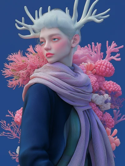 Blue Woman in Coral Reefs