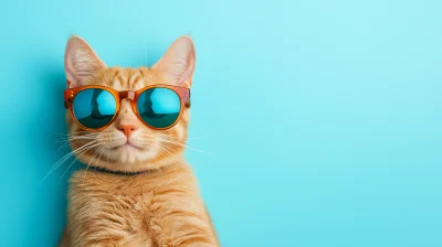 Funny Ginger Cat with Sunglasses