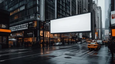 Empty White Billboard in Big City